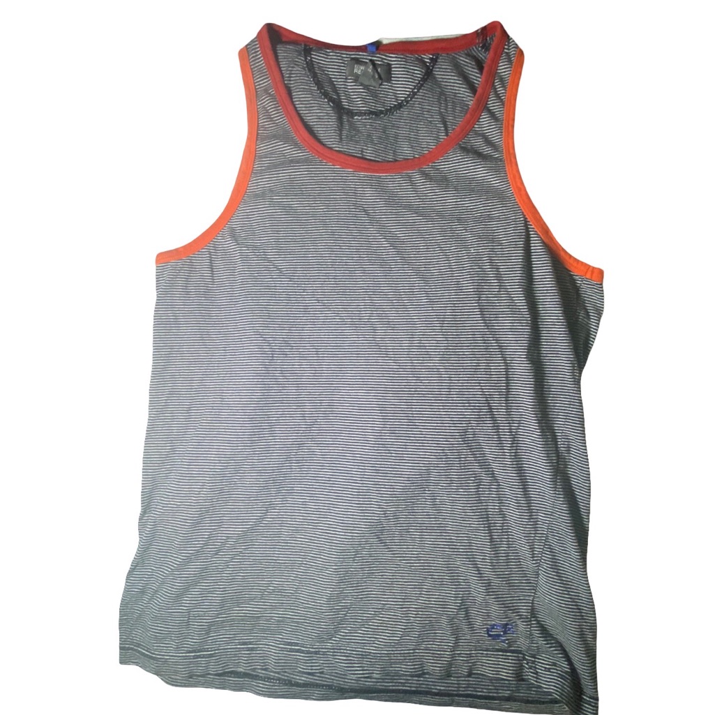 Gray And Orange Athletic Tank Top With Wide Arm Openings